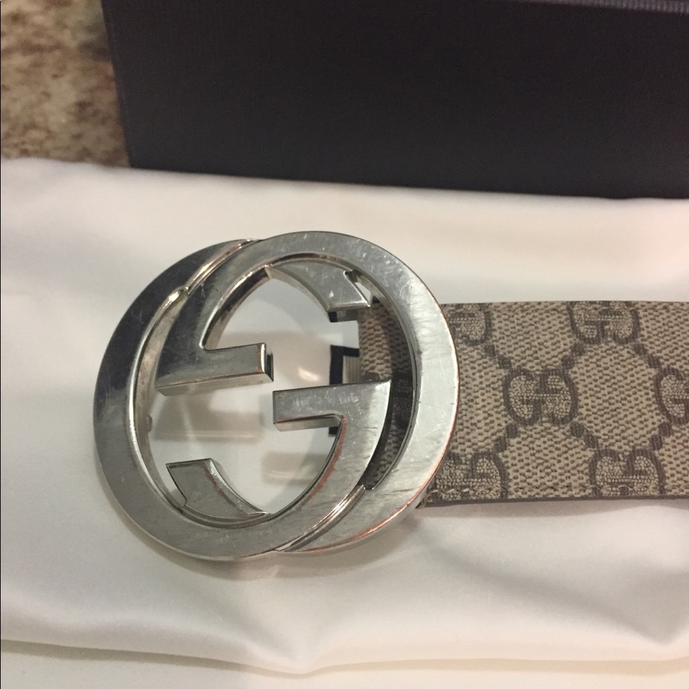 Authentic Gucci Beige/Ebony Supreme GG belt 85-34